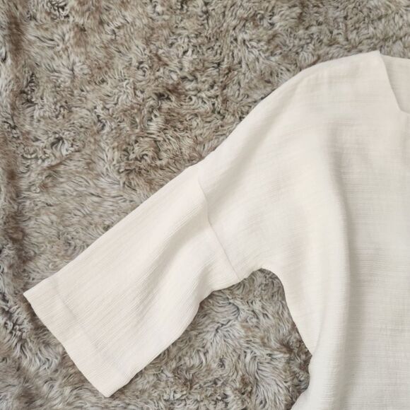 Alfani Square Neck 3/4 Sleeve Textured White Blouse Women's Size Small - Picture 3 of 11